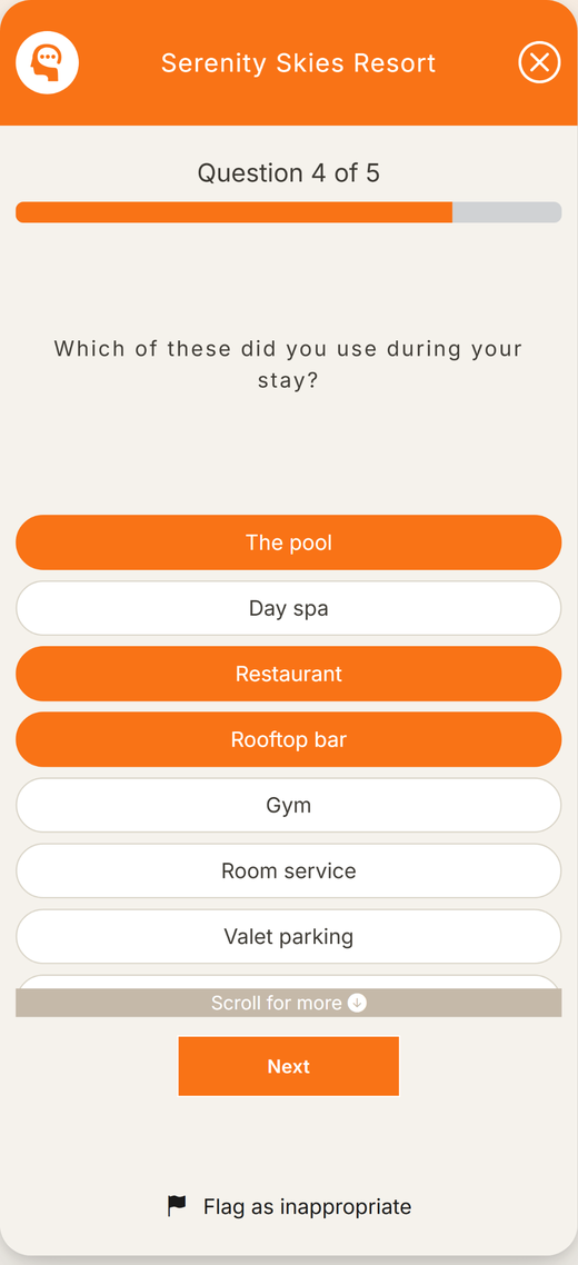A multiple-choice question being answered in the Thoughtz app.