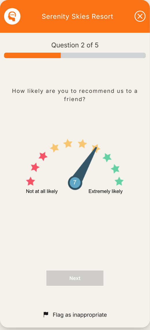 A one-to-ten scale question being answered in the Thoughtz app.